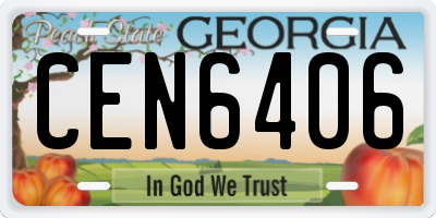 GA license plate CEN6406