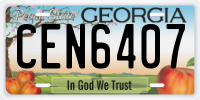 GA license plate CEN6407