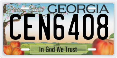 GA license plate CEN6408