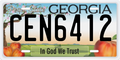 GA license plate CEN6412