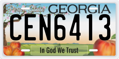 GA license plate CEN6413