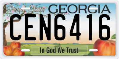 GA license plate CEN6416