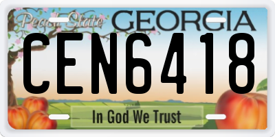 GA license plate CEN6418