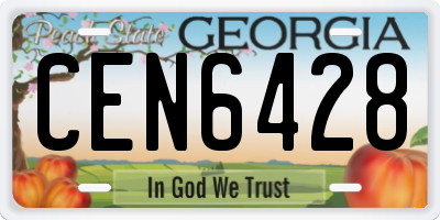 GA license plate CEN6428