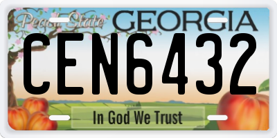 GA license plate CEN6432