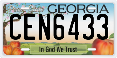 GA license plate CEN6433