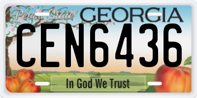 GA license plate CEN6436