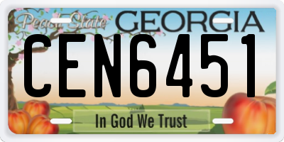 GA license plate CEN6451