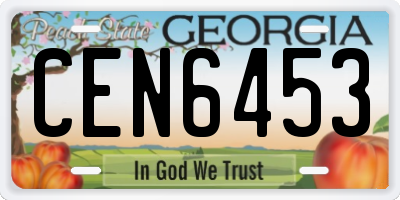 GA license plate CEN6453
