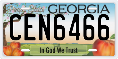 GA license plate CEN6466