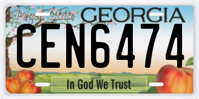 GA license plate CEN6474