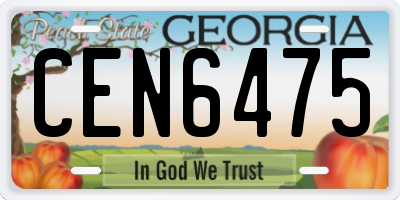GA license plate CEN6475