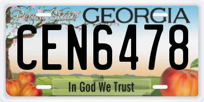 GA license plate CEN6478