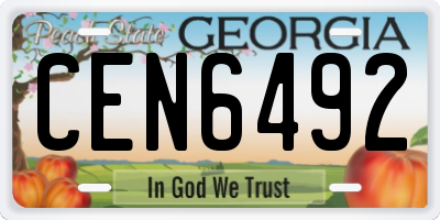 GA license plate CEN6492