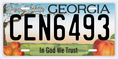GA license plate CEN6493