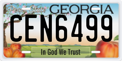 GA license plate CEN6499