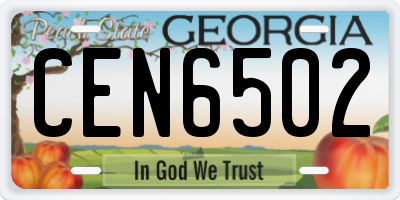 GA license plate CEN6502