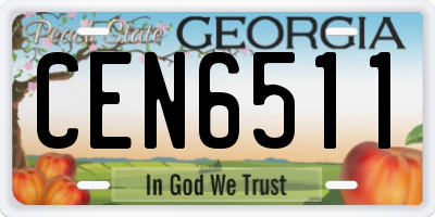 GA license plate CEN6511
