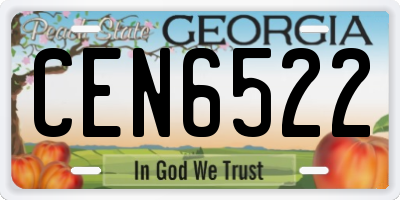 GA license plate CEN6522