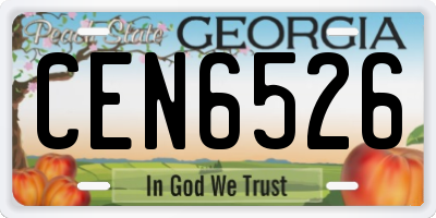 GA license plate CEN6526