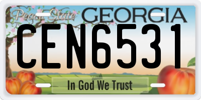 GA license plate CEN6531
