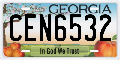 GA license plate CEN6532