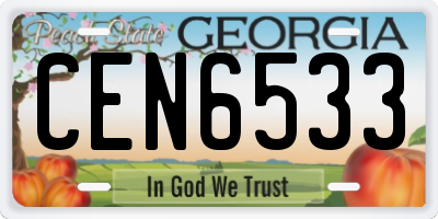 GA license plate CEN6533