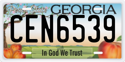 GA license plate CEN6539