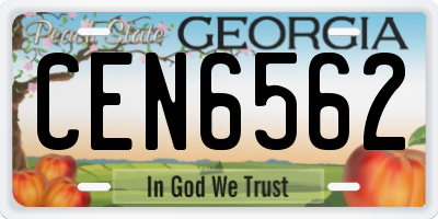 GA license plate CEN6562