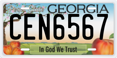 GA license plate CEN6567