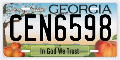 GA license plate CEN6598