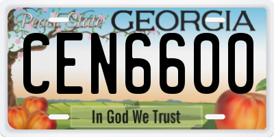 GA license plate CEN6600
