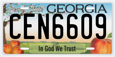 GA license plate CEN6609