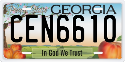 GA license plate CEN6610