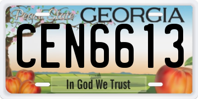 GA license plate CEN6613