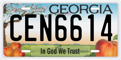 GA license plate CEN6614