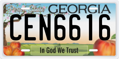 GA license plate CEN6616