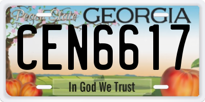 GA license plate CEN6617