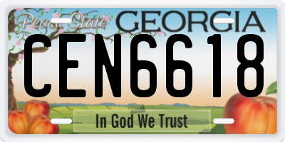 GA license plate CEN6618