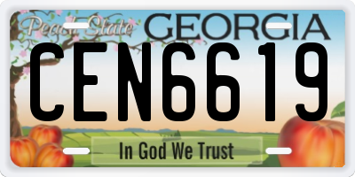 GA license plate CEN6619
