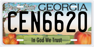 GA license plate CEN6620