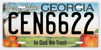 GA license plate CEN6622