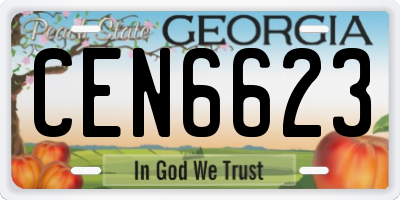 GA license plate CEN6623