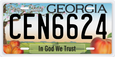 GA license plate CEN6624
