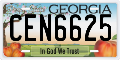 GA license plate CEN6625