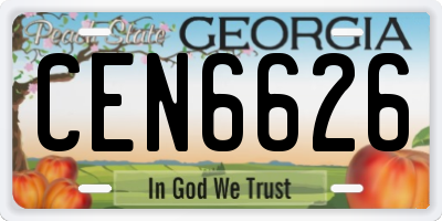 GA license plate CEN6626