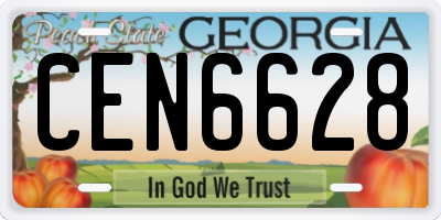 GA license plate CEN6628
