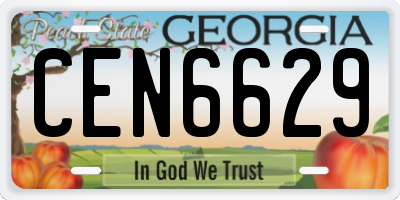 GA license plate CEN6629