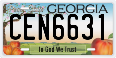 GA license plate CEN6631