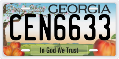 GA license plate CEN6633